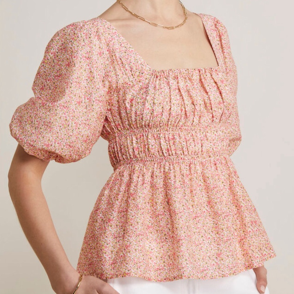 NWT Vineyard Vines Square Neck Puff-Sleeve Top Sz M
